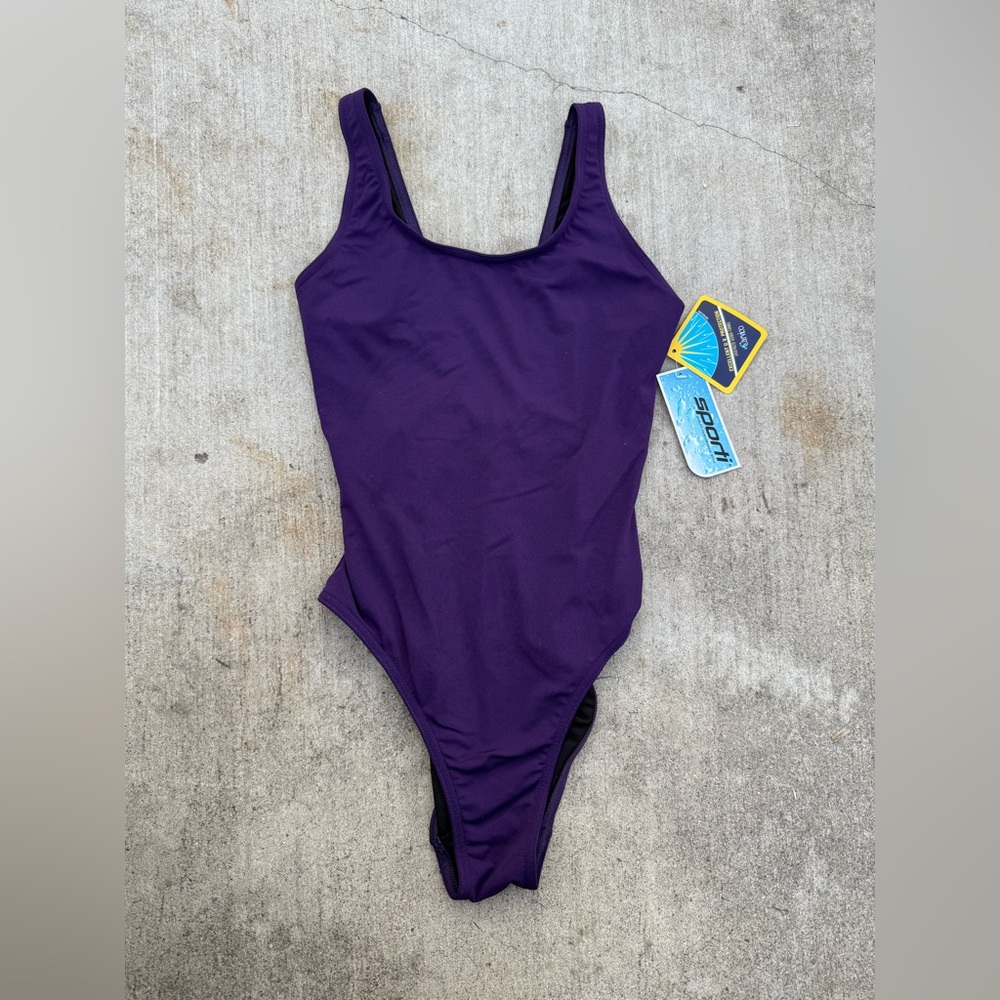 Sporti Renew Chlorine Proof Solid Wide Strap Scoop Back One Piece Swimsuit